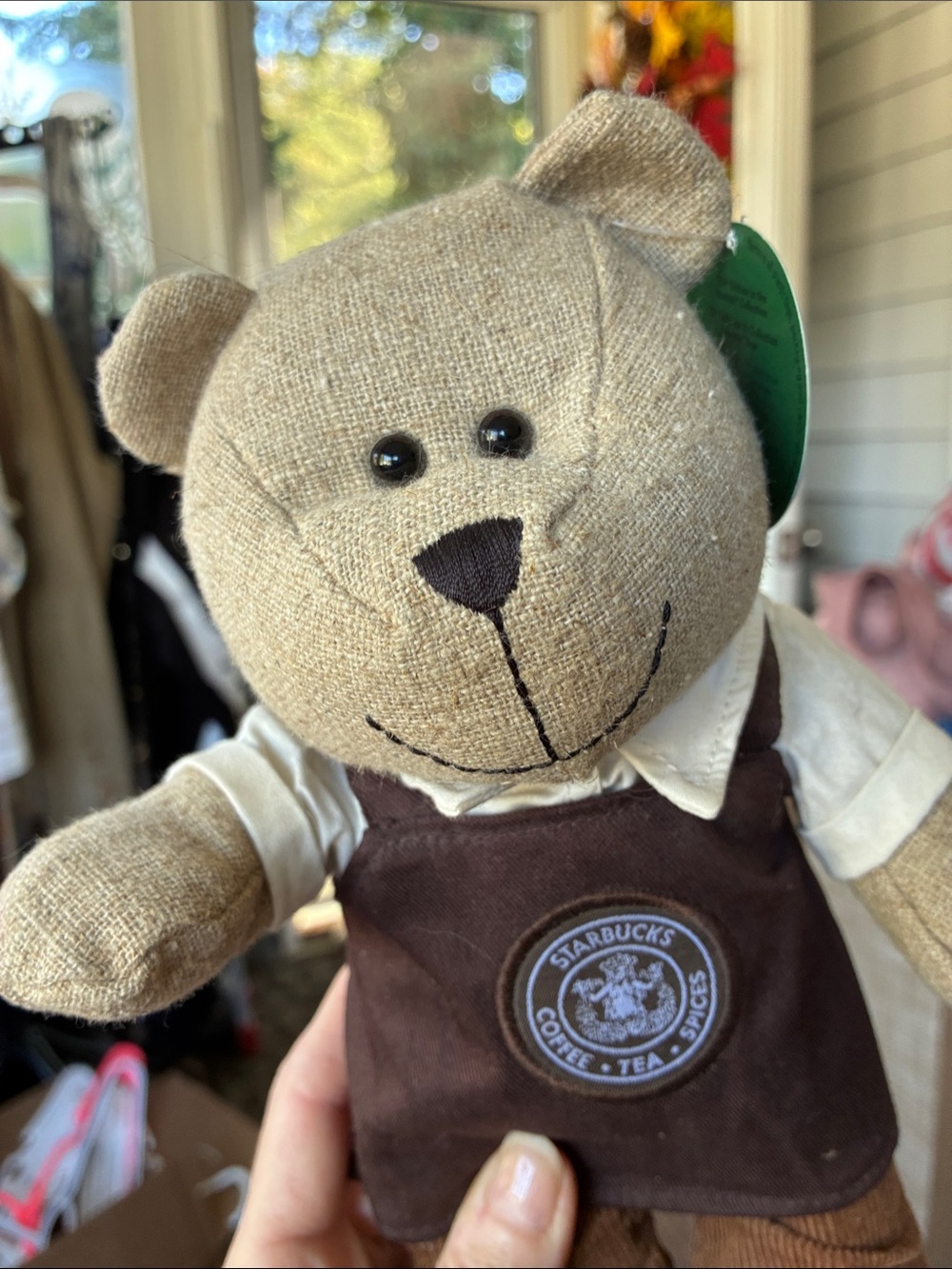 2016 Starbucks Tan & Brown Bear Plush with Logo Apron